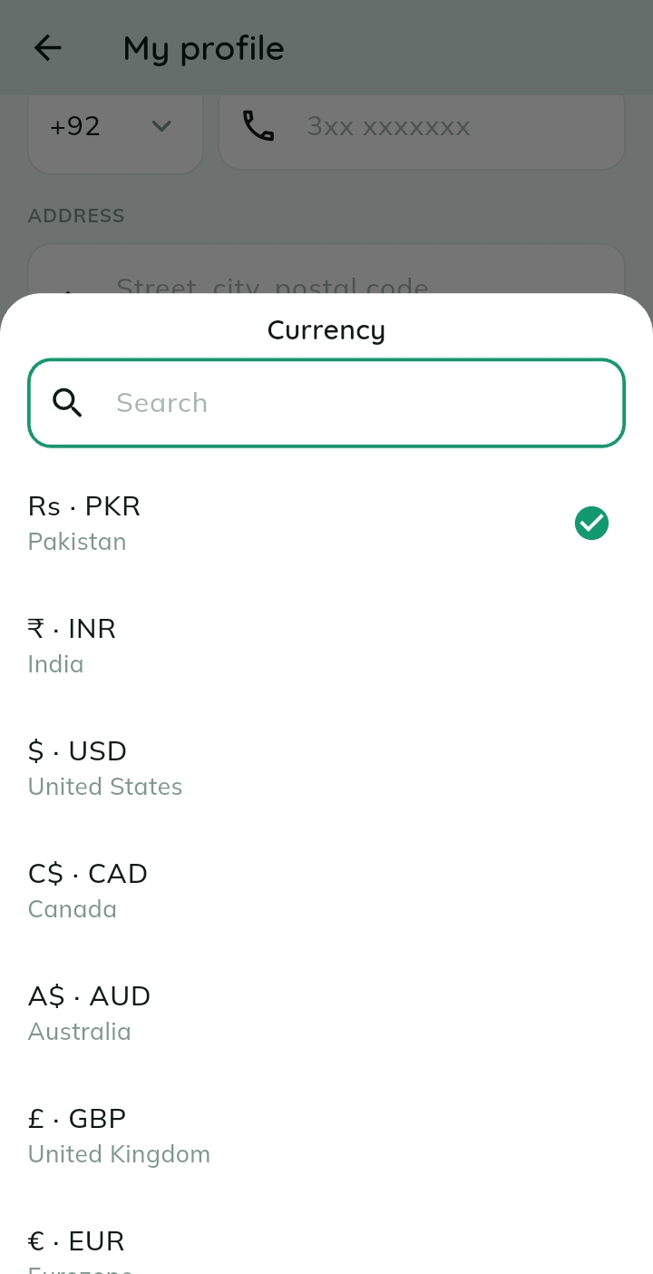 Choose your currency — Search and pick from PKR, INR, USD, GBP and more.